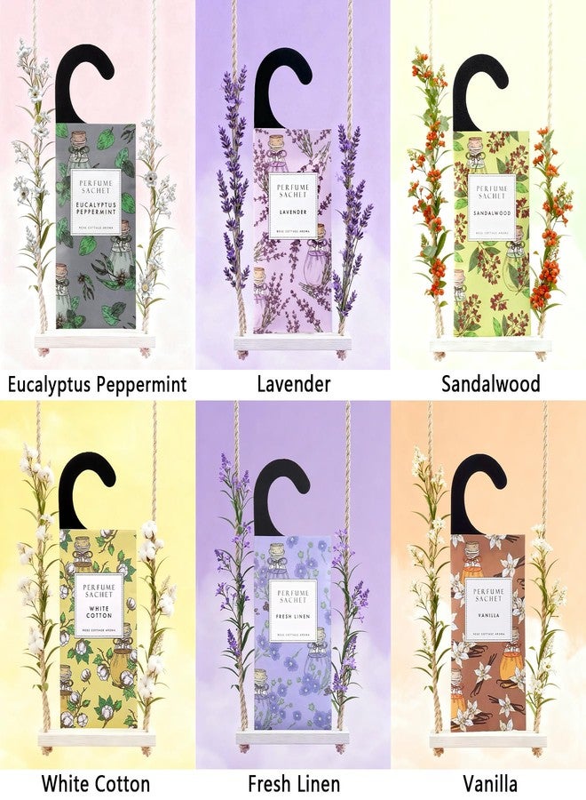 كوخ الورد معطر جو منزلي كبير من القطن الأبيض من روز كوتيدج، عبوة من 12 كيسًا، معطر يدوم طويلًا، مناسب للتعليق في الخزائن. - Image 4